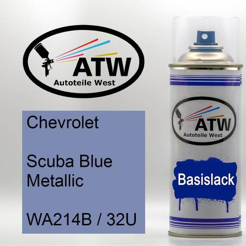 Chevrolet, Scuba Blue Metallic, WA214B / 32U: 400ml Sprühdose, von ATW Autoteile West.